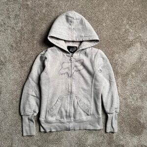 HEATHER GREY FOX SHERPA-LINED "OVERLOCK" ZIP UP HOODIE